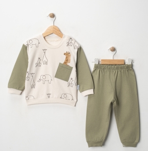 BEBE TK 6-9-12-18 AY 7159 ERKEK CEPLİ ZÜRAFA NAKIŞLI ERKEK BEBEK TAKIM