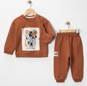BEBE TK 6-9-12-18 AY 7160 ERKEK ANİNALS EKRU ERKEK BEBEK TAKIM