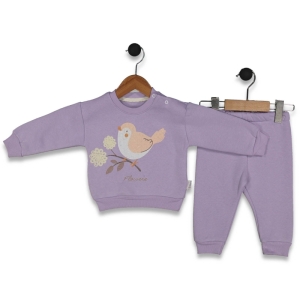 BEBE TK 6-9-12-18 AY 7176 KIZ KUŞ NAKIŞLI DESENLİ KIZ BEBEK TAKIM