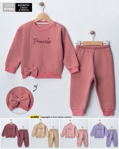 BEBE TK 6-9-12-18 AY 7180 KIZ PRİNCESS NAKIŞLI FİYONKLU KIZ BEBEK TAKIM