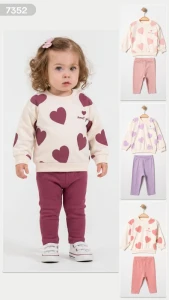 BEBE TK 6-9-12-18 AY 7352 KIZ KALP DESENLİ NAKIŞLI KIZ BEBEK TAKIM