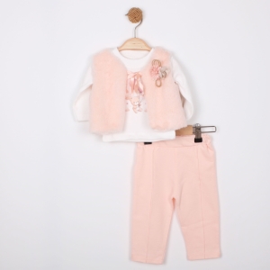 BEBE TK 6-9-12-18 AY 8020 KIZ BOLEROLU PELUŞ KIZ TAKIMI