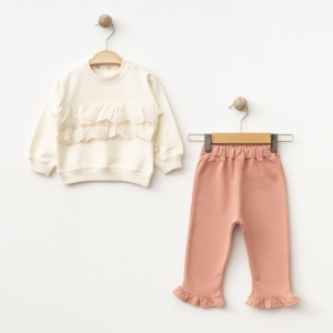 BEBE TK 6-9-12 AY 2268 KIZ DANTELİ KIZ İKİLİ TAKIM
