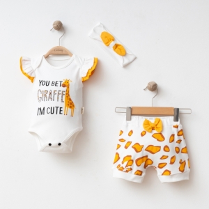 BEBE TK 6-9-12 AY 26111 KIZ ZÜRAFA BASKILI 3 LÜ TAKIM