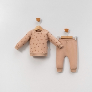 BEBE TK 6-9-12 AY 7114 KIZ YAPRAK BASKILI 2’Lİ KIZ TAKIM