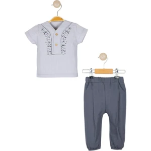 BEBE TK 9-12-18-24 AY 11452 ERKEK GÖMLEK NAKIŞLI 2 Lİ ERKEK TAKIM