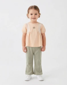 BEBE TK 9-12-18-24 AY 1201 KIZ ÖN ÇİÇEK NAKIŞLI İKİLİ TAKIM