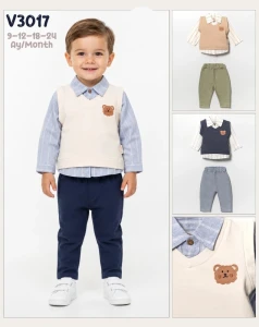 BEBE TK 9-12-18-24 AY 3017 ERKEK ON NAKISLI İKİLİ TAKIM