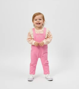 BEBE TK 9-12-18-24 AY 3028 KIZ BRODELI SALOPETLI IKILI TAKIM