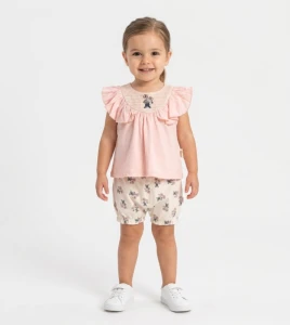 BEBE TK 9-12-18-24 AY 3118 KIZ ÖN ROBA NAKIŞLI BÜZGÜLÜ İKİLİ TAKIM