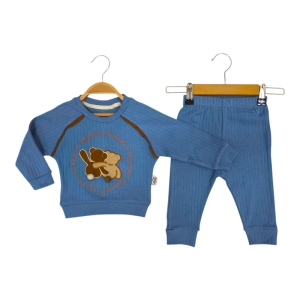 BEBE TK 9-12-18-24 AY 5108 ERKEK PONPONLU AYI NAKIŞ RAPORLU 2Lİ TAKIM