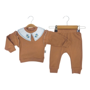 BEBE TK 9-12-18-24 AY 5110 KIZ SİVRİ YAKA RAPORLU 2Lİ TAKIM