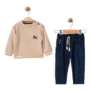 BEBE TK 9-12-18-24 AY 5111 ERKEK TRİKO-FİTİLLİ KADİFE 2Lİ TAKIM