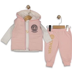 BEBE TK 9-12-18-24 AY 6002 KIZ VERSACE ŞİŞME ELYAFLI 3’LÜ TAKIM