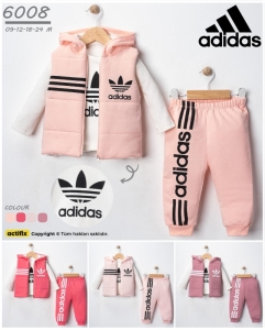 BEBE TK 9-12-18-24 AY 6008 KIZ ADİDAS ELYAFLI ŞİŞME 3’LÜ TAKIM