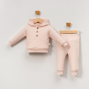 BEBE TK 9-12-18-24 AY 7140 KIZ KAPÜŞONLU 2’Lİ KIZ TAKIM