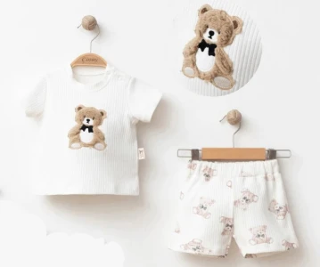 BEBE TK 9-12-18 AY 26127 ERKEK PAPYONLU PELUŞ AYICIK 2 Lİ TAKIM