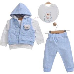 BEBE TK 9-12-18 AY 649 ERKEK AYICIKLI YELEKLİ 3 LÜ TKM