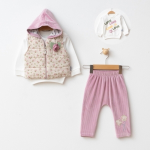 BEBE TK 9-12-18  AY 667 KIZ ÇİÇEKLİ 3 LÜ TKM