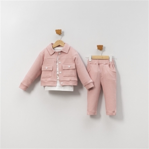 BEBE TK 9-12-18 AY 7079 KIZ CEPLİ 3’LÜ KIZ TAKIM