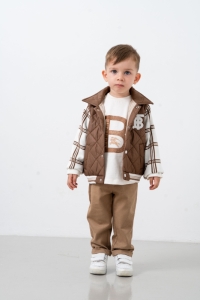ÇOCUK TK 1-2-3-4 YAŞ 26611 ERKEK 26611 1/4YAŞ BURBERRY NAKIŞLI CEKET ÜÇLÜ TAKIM