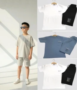 ÇOCUK TK 1-2-3-4 Yaş 10183 ERKEK CEPLİ SIFIR YAKA ŞORTLU TAKIM