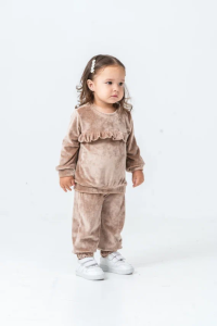 ÇOCUK TK 1-2-3-4 Yaş 12548 KIZ KIZ KADİFE FIRFIRLI TAKIM