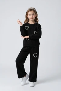 ÇOCUK TK 11-12-13-14 YAŞ 4919 KIZ KALP LOVE NAKIŞLI OYSHO TAKIM