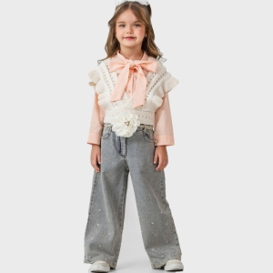 ÇOCUK TK 2-3-4-5 YAŞ 12265 KIZ GÜL DETAYLI TAKIM
