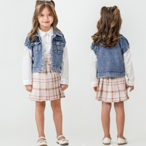 ÇOCUK TK 3-4-5-6 YAŞ 12271 KIZ KOT YELEKLİ TAKIM