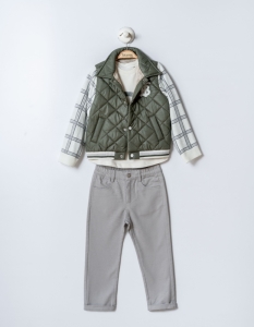ÇOCUK TK 5-6-7-8 YAŞ 26612 ERKEK 26612 5/8YAŞ BURBERRY NAKIŞLI CEKET ÜÇLÜ TAKIM