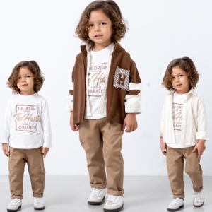 ÇOCUK TK 9-12-18-24 AY 26602 ERKEK 26602 9/24AYLIK H HARFLİ DÖRTLÜ TRİKO TAKIM