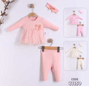 ELBİSE 3-6-9 AY 41159 KIZ ELBİSE TAKIM