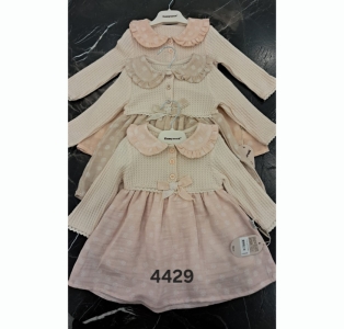 ELBİSE 6-9-12-18 AY 4429 KIZ K.6-18A WAFFLE ELBİSE