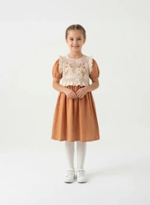 ELBİSE 7-8-9-10 YAŞ 3088 KIZ ON YOBA NAKIŞLİ ELBİSE