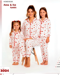 PİJAMA 16-16 YAŞ 3004 KIZ KARIŞIK KALP BASKILI ANNE MODEL