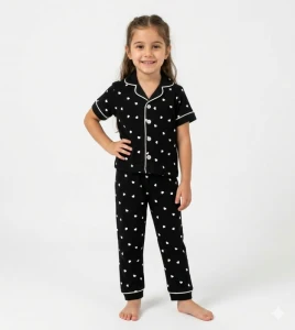 PİJAMA 3-4-5-6 YAŞ 6099 KIZ KALP BASKILI 3-6 YAŞ YAZLIK PİJAMA TAKIM