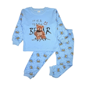 PİJAMA 4-5-6 YAŞ 4078 ERKEK TEDDY YAZILI AYICIK 2Lİ TAKIM