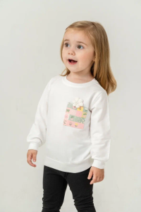 SWEAT 1-2-3-4 Yaş 12461 KIZ KIZ İKİİP CİCEK CEPLİ TEK SWEAT