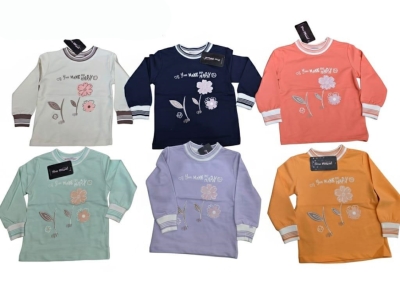 SWEAT 1-2-3-4 Yaş 12495 KIZ KIZ İKİİP PAPATYA YAPRAKLI TEK SWEAT