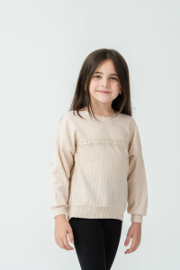 SWEAT 5-6-7-8 YAŞ 12504 KIZ KIZ İKİİP DELİK DANTELLİ TEK SWEAT