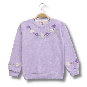 SWEAT 5-6-7-8 YAŞ 2822 KIZ KOL VE YAKA ÇİÇEK NAKIŞLI SWEAT