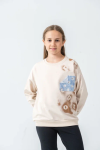 SWEAT 9-10-11-12 YAŞ 12512 KIZ KIZ İKİİP PRİNG EPRON TEK SWEAT