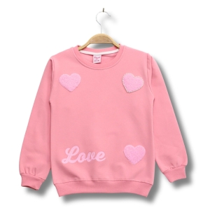 SWEAT 9-10-11-12 YAŞ 3809 KIZ ÖN KALP LOVE İNCİLİ SWEAT