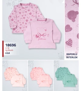 ZIBIN 6-9-12-18 AY 18696 KIZ KIZ RAPORLU 2İN 1 PACK SWEAT