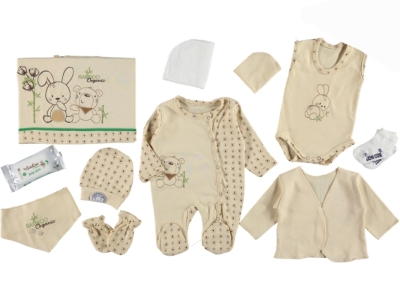 ZIBIN 0-3AY CC1634 UNISEX 10 LU LÜX ORGANİK  BAMBU TAVŞAN SET
